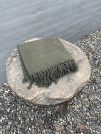 Prachtige plaid olive olijf groen 180 x 120 cm warme tinten kleed deken