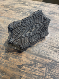 HOFFZ oude houten textielstempel vintage groot