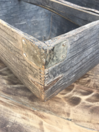 Oude vergrijsd houten trog bak schaal mangelbak landelijke stijl landelijk hout vergrijsd oud mangelbak