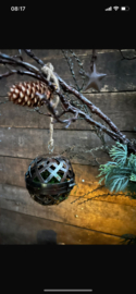 Set van 3 metalen bollen bal ballen bol kerstballen bolletjes theelichtjes kandelaar kerstballen theelicht landelijk stoer