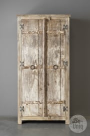 Prachtige massief houten kast 2 deurs deuren planken legplanken whitewash vergrijsd stoer landelijk 176 x 81 x 35 cm Ibiza