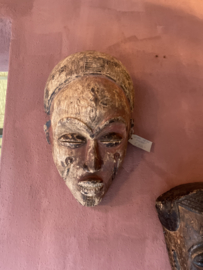 Orgineel uniek Oud houten Afrikaans masker Hoffz wanddecoratie wandpaneel vintage landelijk boho sober Oosters