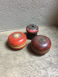 Oude houten Tika doosjes vintage brocant landelijk kleurtjes