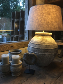 Stoere grote landelijke stenen kruiklamp lamp landelijk grijs beige