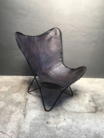 Nieuwe betekenis Treble Kunstmatig Gave zwart leren stoel fauteuil lounge vlinder butterfly vlinderstoel stoer  industrieel vintage | Meubels | 't Jagershuis