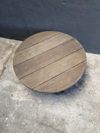Landelijke vergrijsd houten tafel Salontafel lounge Tuintafel Rond 90 cm