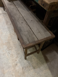 Stoere landelijke vergrijsd houten metalen bank bankje klapbank Sidetable bureau buro klaptafel 170cm  tuintafel markttafel industrieel landelijk klaptafel