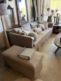 Prachtige grote SITS 100% linnen bank sofa landelijk sober stoer kussens donker beige