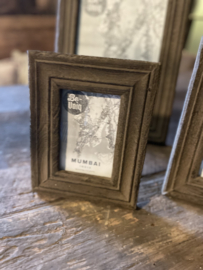 Stoere oud oude vergrijsd houten donker bruin Japan fotolijstjes m landelijk vergrijsde fotolijst 13x18 cm vintage fotolijstje lijst lijstje landelijk