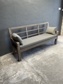 Landelijke vergrijsd houten Tuinbank 200 cm (inclusief kussens) bank ligbed daybed zitbank landelijk serre veranda lounge ligbed