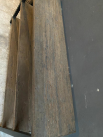 Vergrijsd Houten sidetable sideboard met zwart metalen poten rek schap tvmeubel televisie kast landelijk stoer grijs metaal hout 160 x 40 x H80 cm