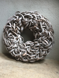 Grote Coco cut wreath 35/40 cm grey wash washed vergrijsd krul landelijk grijs