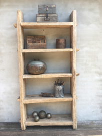 Grote stoere oud houten kast schap 210 x 115 cm rek stoer robuust boekenkast keukenkast landelijk industrieel