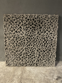 Stoer landelijk oud houten wandpaneel ash grey grijs grijze wandornament wanddecoratie 90 x 90 cm hout panelen luiken