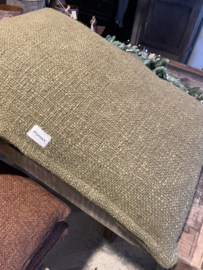POMAX Heerlijk zacht grof gebreid soepel kussen groen army 60 x 40 cm inclusief vulling