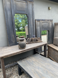 Hele stoere oude boeren tafel 200 cm farmwood eettafel werktafel werkbank landelijk stoer bureau buro Sidetable sideboard aura Peeperkorn