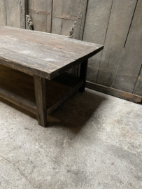 Landelijke vergrijsd houten salontafel tafel met onderplank  120x70x H45 cm