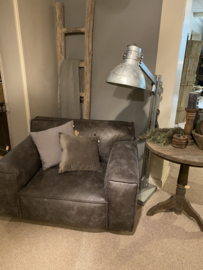Hele stoere grote grijze echt dik leren lederen afrika fauteuil Het Anker prachtige kwaliteit leer loveseat robuust grijs antraciet landelijk stoer geruwd