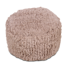 Gave beige wollen poef lounge kussen teddy  landelijk boho Ibiza stoer vintage 50 x 30 cm