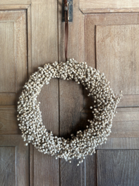 Prachtige houten wooden beads 25 cm krans BLOOM landelijk natural sober brocant