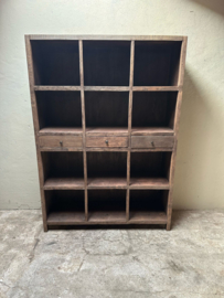 Grote stoere truckwood railway houten kast boekenkast schap rek servieskast landelijk stoer industrieel H200 x B143 x D45 cm