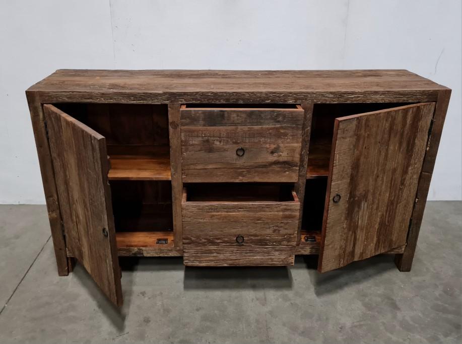 Old wood Stoer truckwood houten televisiekast televisiemeubel tv kast deurtjes en lades dressoir landelijk stoer industrieel 160 x 40 x 85 cm