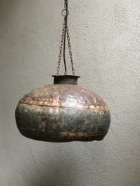 Industriele landelijke oude metalen lamp Lampekap  ketel voor hanglamp incl ketting industrieel landelijk vintage urban metaal