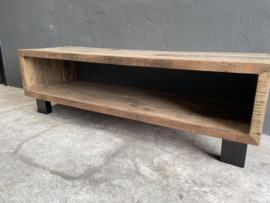 Stoer vergrijsd houten truckwood tv meubel televisie audio sideboard kast landelijk stoer industrieel dressoir sidetable 140 x 45 x 44 cm Bassano