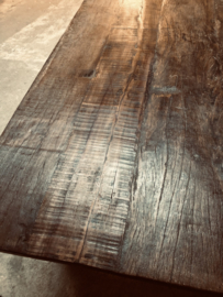 Prachtige grote oud houten tafel 210 x 90 x H76,5 cm eettafel landelijk stoer industrieel vintage doorleefde blad nerf