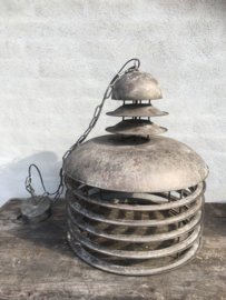 Stoere metalen hanglamp grijs grijsbruin grijze lamp industrieel landelijk vintage stoer metaal fabriekslamp