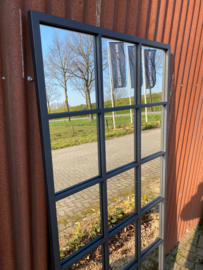 Grote zwarte metalen spiegel Stalraamspiegel square  fabriek industrieel 180 x 80 cm landelijk zwart