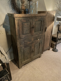 Origineel oud houten kastje 155 x 92 x 48 cm antiek kast keukenkast landelijk stoer vintage