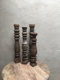Origineel oude houten baluster landelijk kandelaar stoer voet
