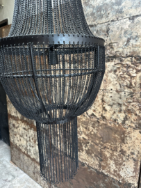 Grote metalen lamp hanglamp Kroonluchter smeedijzer met kettingen zwart vintage industrieel landelijk