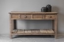 Oud houten werkbank oude fabriekstafel sidetable werktafel buitenkeuken keukeneiland sideboard winkelkast winkeltafel landelijk stoer industrieel urban sleets vintage lades 165 x 61 x H90 cm met onderplank vintage