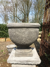 Betonnen pot tuinvaas bak bloembak bloempot ornament rond beton massief