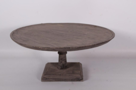 Grijs houten schaal op voet ach grey taartplateau cake schaal XL standaard rond 50 x 18 cm landelijk stoer