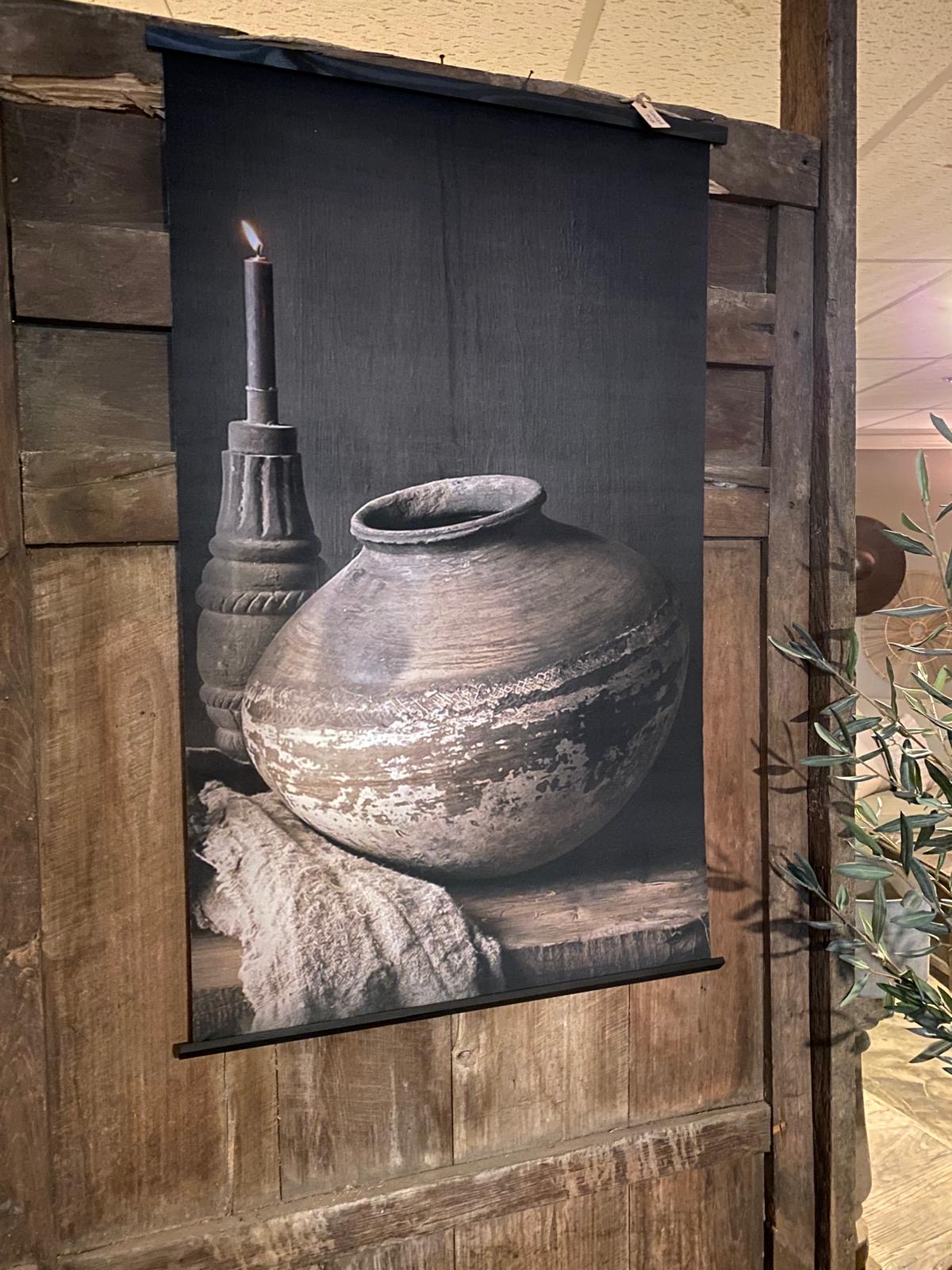 Fluwelen wanddoek wanddecoratie 90 x 60 cm wandpaneel landelijk sober