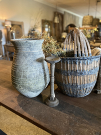 Prachtige oude vergrijsd  stenen pot kruik vaas landelijk stoer vintage verweerd doorleefd
