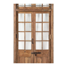 Prachtige oude dubbele deuren deur  poort met glas ramen in kozijn pui glas met bovenlicht 250 x 120
