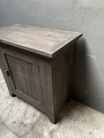 Vintage Oud zwart houten kast meidenkast kastje aura Peeperkorn oud hout 1 deurskast keukenkast halkastje landelijk industrieel