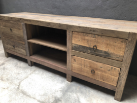 Prachtig oud houten tvmeubel televisiekast kast tv bassano 160 cm televisie sidetable ladenkast landelijk stoer industrieel