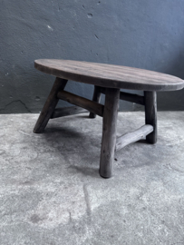 Uniek oud vergrijsd houten ronde salontafel bijzettafel 80 cm robuust stoer landelijk