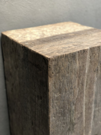 Grote oud vergrijsd houten truckwood railway hout sokkel zuil pilaar M landelijk  35 x 35 x 100 cm