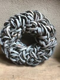 Grijze grijs grey Krans krul Coco cut wreath 55 cm black donkergrijs grijze landelijk stoer antraciet