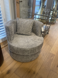 Heel leuk rond fauteuiltje fauteuil grey stoel grijs met los kussentje