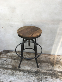 Industriele landelijke kruk barkruk eettafel hoge stoer hout metaal industrieel landelijk vintage new urban