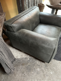 Hele stoere grote dark green echt dik leren lederen afrika fauteuil Het Anker prachtige kwaliteit leer loveseat robuust landelijk stoer geruwd whisper