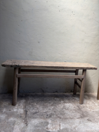 Stoere oude vergrijsd houten unieke Sidetable wandtafel 170 cm landelijk stoer doorleefd geleefd hout nr 552