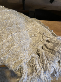 Grijze plaid deken 170 x 130 cm landelijk stoer grof licht grijs kleed stof stoffen
